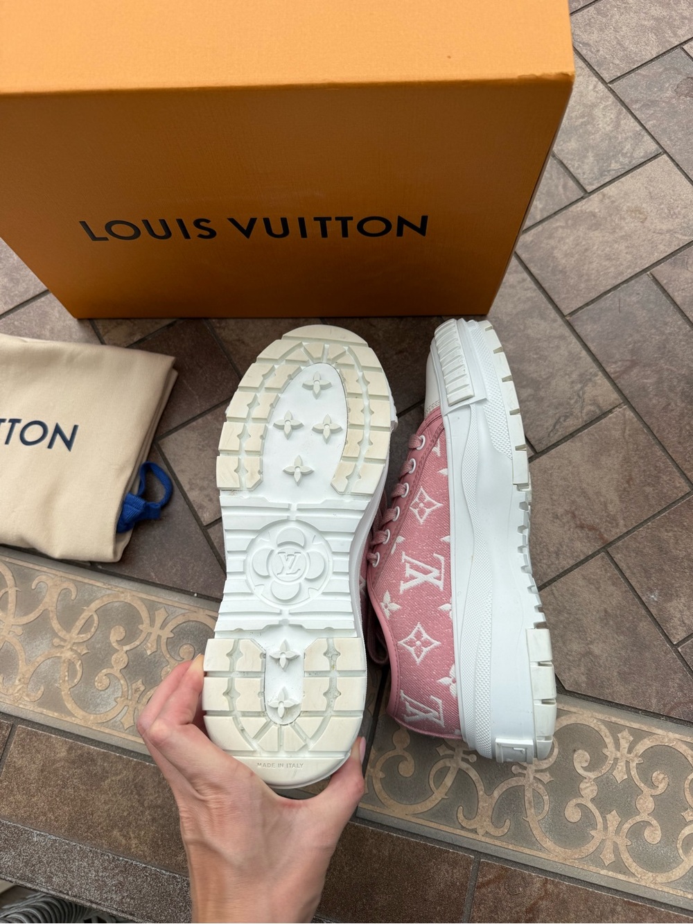 Louis Vuitton Pink Monogram Canvas Low-Top Sneaker (Pink & White) - Picture 8 of 10